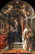 Fra Filippo Lippi The Madonna and the Nno enthroned with the holy juan the Baptist, Victor Bernardo and Zenobio oil on canvas